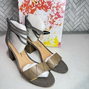 Chinese Laundry Block Heel Ankle Strap Sandals Taupe Suede Women's Sz 11 / 42.5